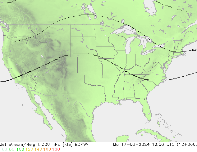 Jet stream ECMWF Seg 17.06.2024 12 UTC