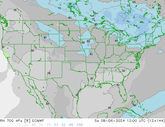 RV 700 hPa ECMWF za 08.06.2024 12 UTC