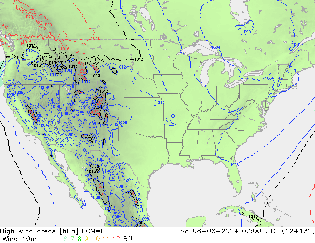 High wind areas ECMWF Sa 08.06.2024 00 UTC