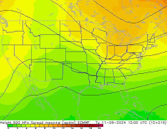 Height 500 hPa Spread ECMWF Tu 11.06.2024 12 UTC