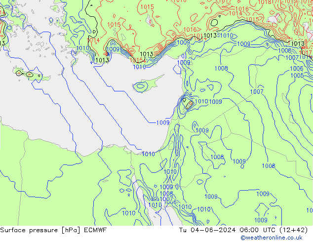 pressão do solo ECMWF Ter 04.06.2024 06 UTC