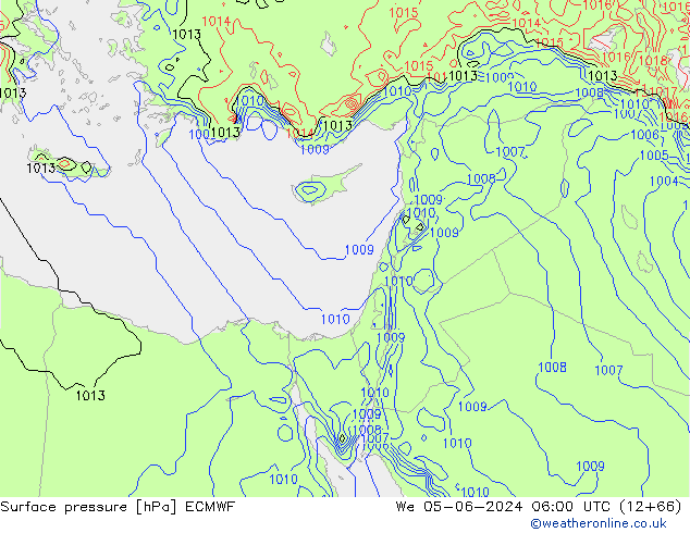 Luchtdruk (Grond) ECMWF wo 05.06.2024 06 UTC