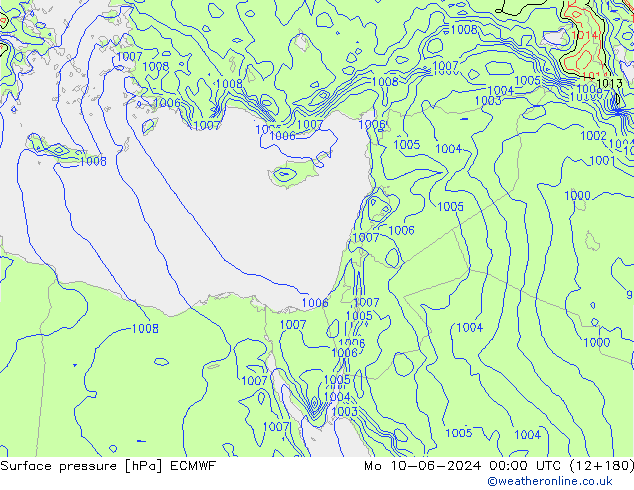 Pressione al suolo ECMWF lun 10.06.2024 00 UTC