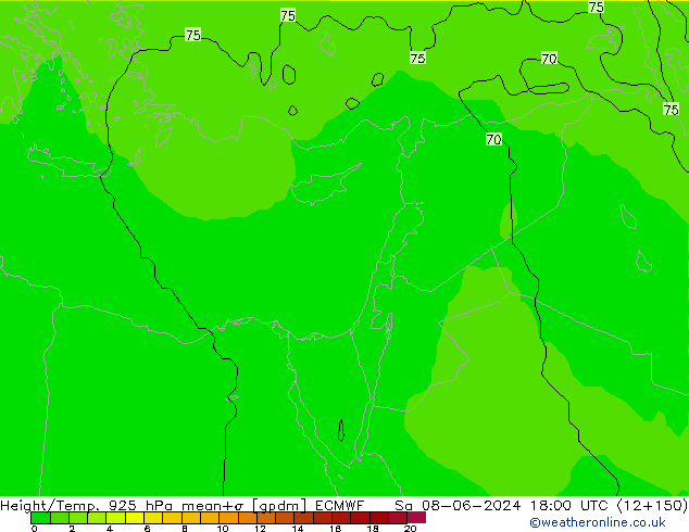 Hoogte/Temp. 925 hPa ECMWF za 08.06.2024 18 UTC