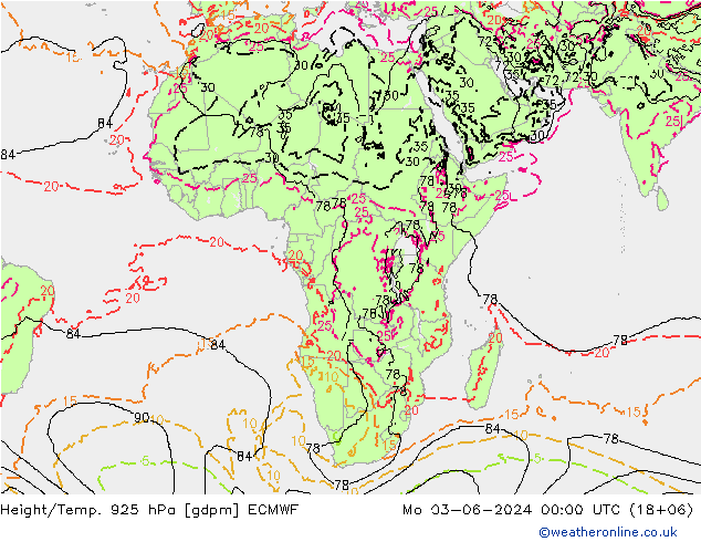 Height/Temp. 925 hPa ECMWF Po 03.06.2024 00 UTC