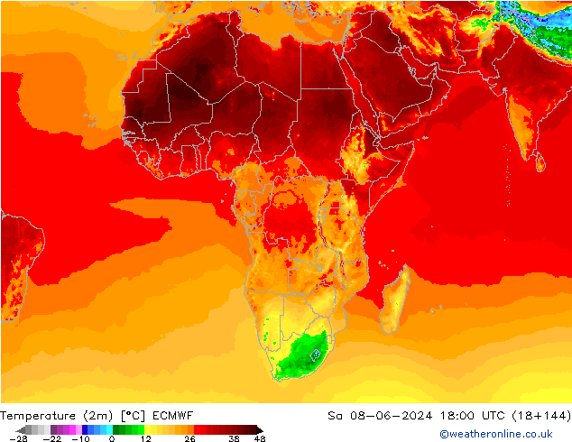température (2m) ECMWF sam 08.06.2024 18 UTC