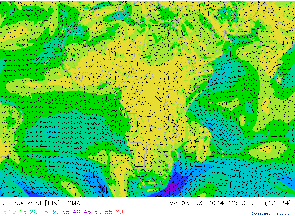 Viento 10 m ECMWF lun 03.06.2024 18 UTC