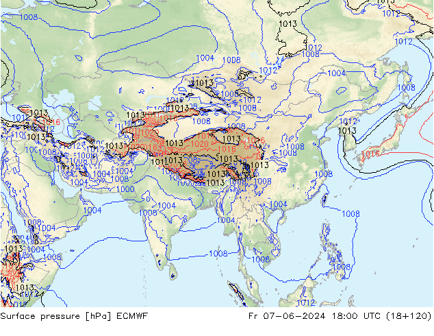 pression de l'air ECMWF ven 07.06.2024 18 UTC
