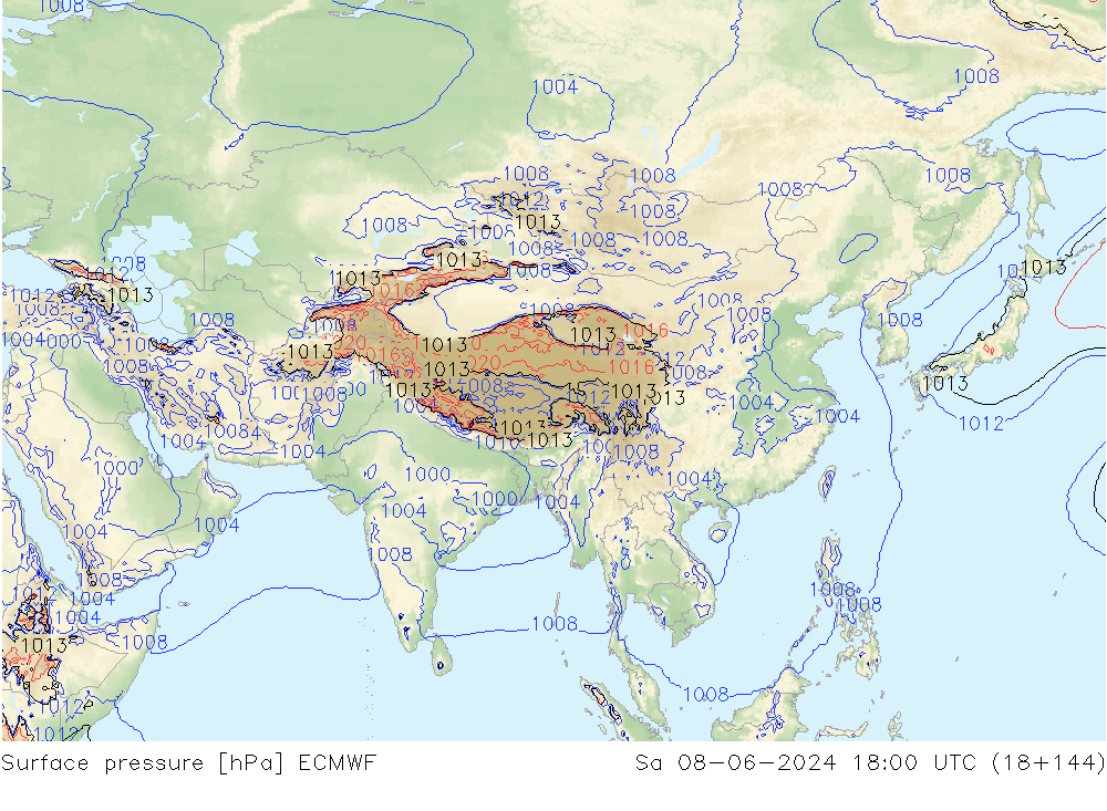приземное давление ECMWF сб 08.06.2024 18 UTC