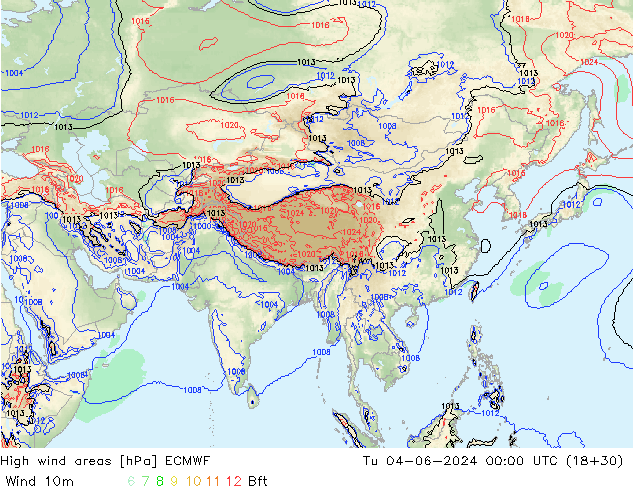High wind areas ECMWF  04.06.2024 00 UTC