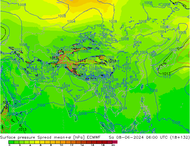 pression de l'air Spread ECMWF sam 08.06.2024 06 UTC