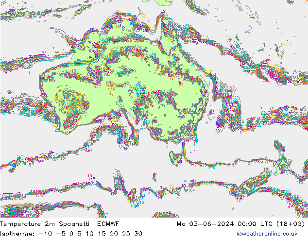 карта температуры Spaghetti ECMWF пн 03.06.2024 00 UTC