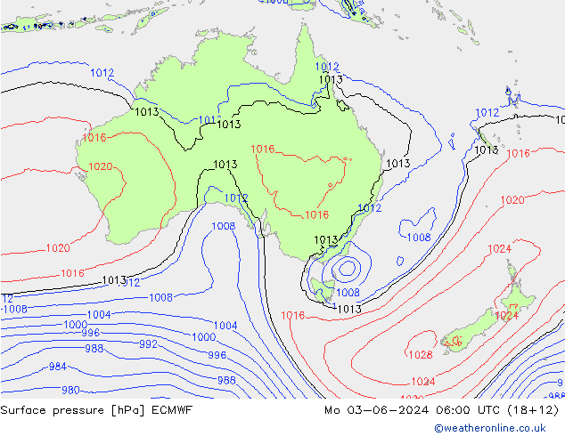 приземное давление ECMWF пн 03.06.2024 06 UTC