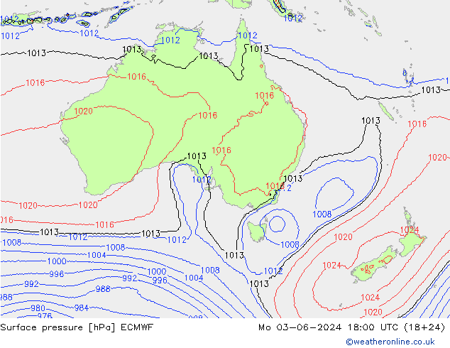 Surface pressure ECMWF Mo 03.06.2024 18 UTC