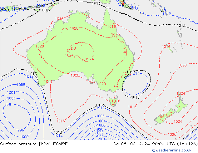 pressão do solo ECMWF Sáb 08.06.2024 00 UTC