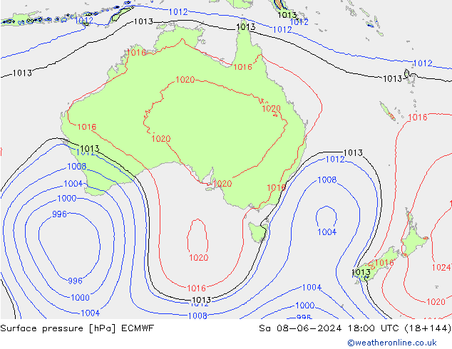 Atmosférický tlak ECMWF So 08.06.2024 18 UTC