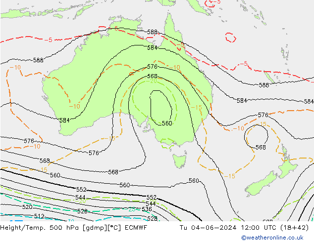 Yükseklik/Sıc. 500 hPa ECMWF Sa 04.06.2024 12 UTC