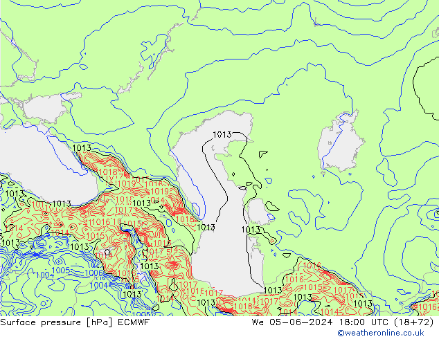 Surface pressure ECMWF We 05.06.2024 18 UTC