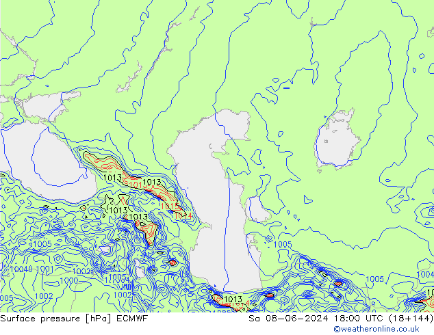 pressão do solo ECMWF Sáb 08.06.2024 18 UTC