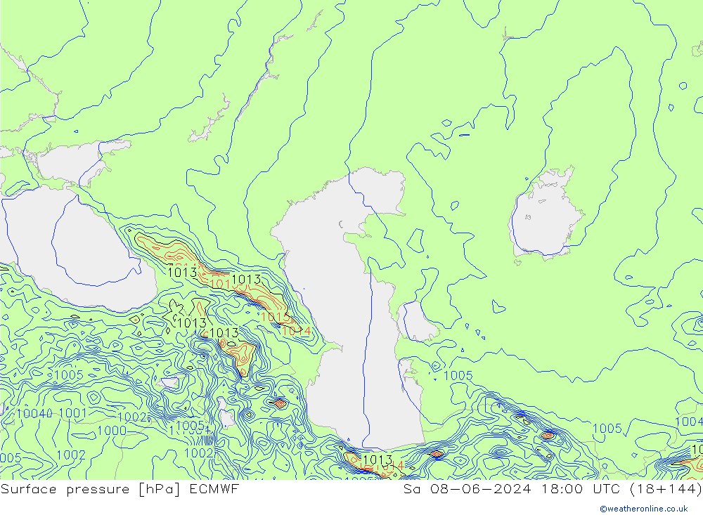 pressão do solo ECMWF Sáb 08.06.2024 18 UTC