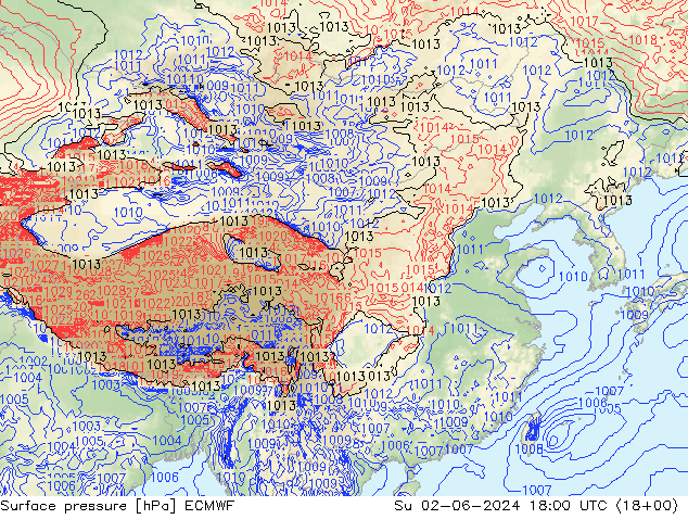 Luchtdruk (Grond) ECMWF zo 02.06.2024 18 UTC