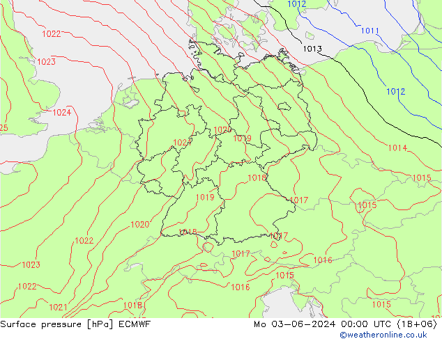 ciśnienie ECMWF pon. 03.06.2024 00 UTC