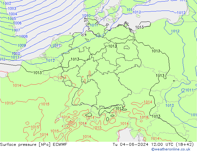 Bodendruck ECMWF Di 04.06.2024 12 UTC