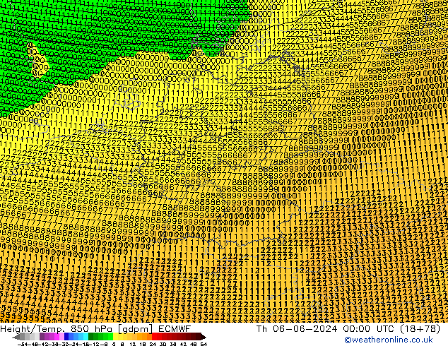 Height/Temp. 850 hPa ECMWF  06.06.2024 00 UTC