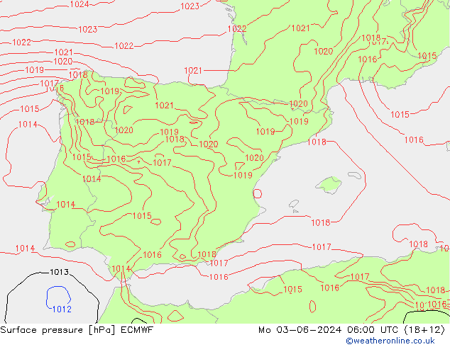 Yer basıncı ECMWF Pzt 03.06.2024 06 UTC