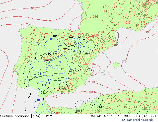 Pressione al suolo ECMWF mer 05.06.2024 18 UTC