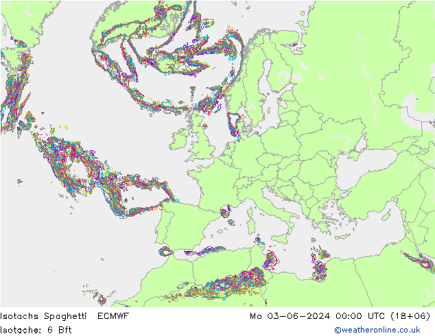 Izotacha Spaghetti ECMWF pon. 03.06.2024 00 UTC