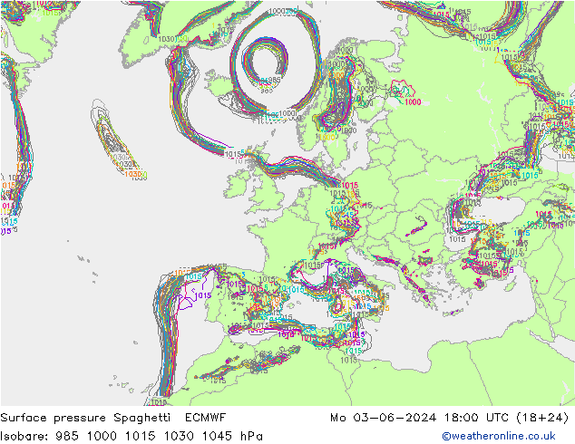 Yer basıncı Spaghetti ECMWF Pzt 03.06.2024 18 UTC