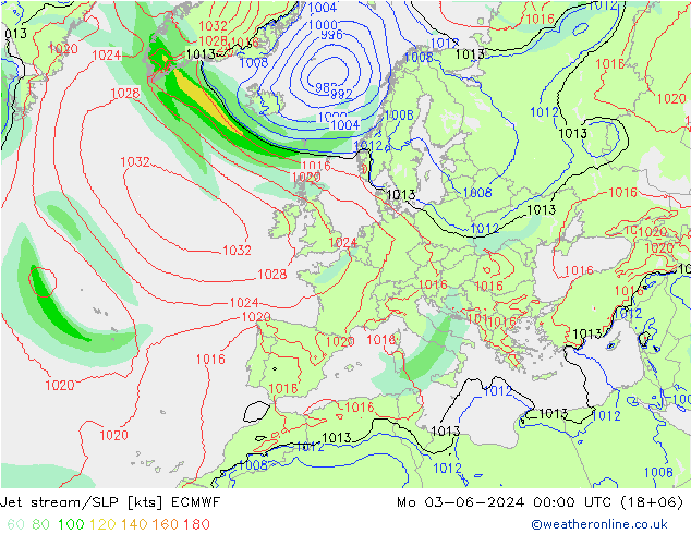 Polarjet/Bodendruck ECMWF Mo 03.06.2024 00 UTC