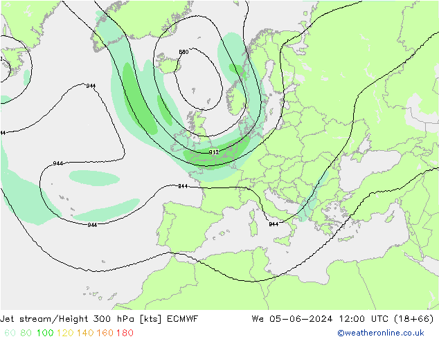 Jet stream/Height 300 hPa ECMWF We 05.06.2024 12 UTC