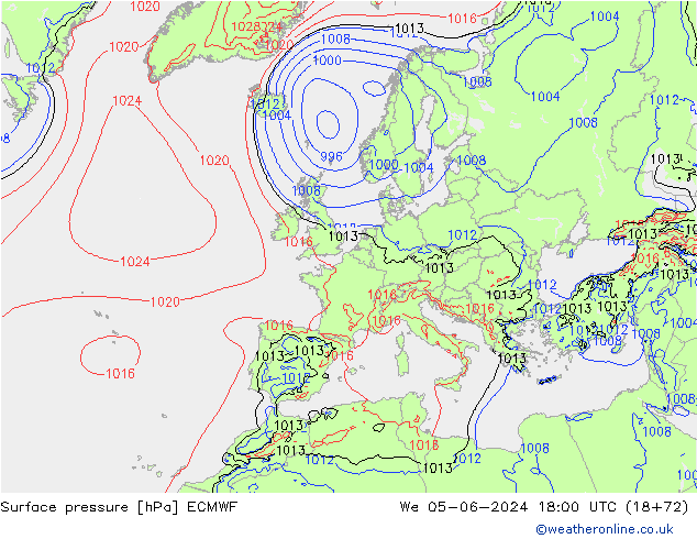 приземное давление ECMWF ср 05.06.2024 18 UTC