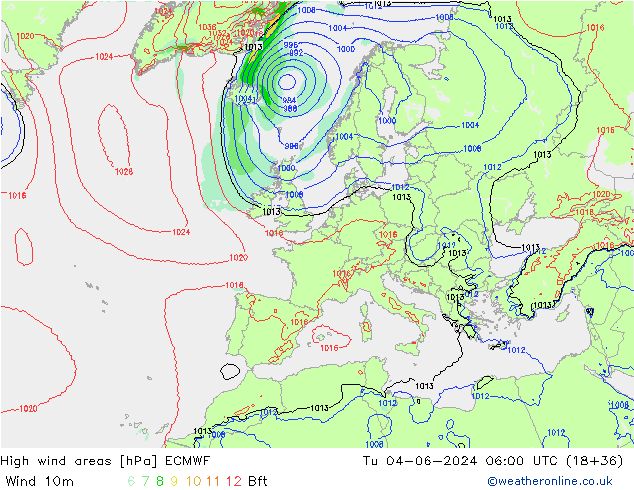 High wind areas ECMWF mar 04.06.2024 06 UTC