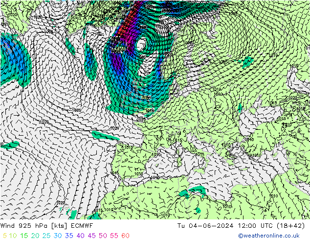 Wind 925 hPa ECMWF Di 04.06.2024 12 UTC