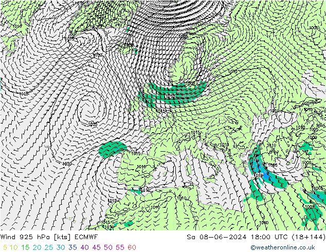 Wind 925 hPa ECMWF Sa 08.06.2024 18 UTC