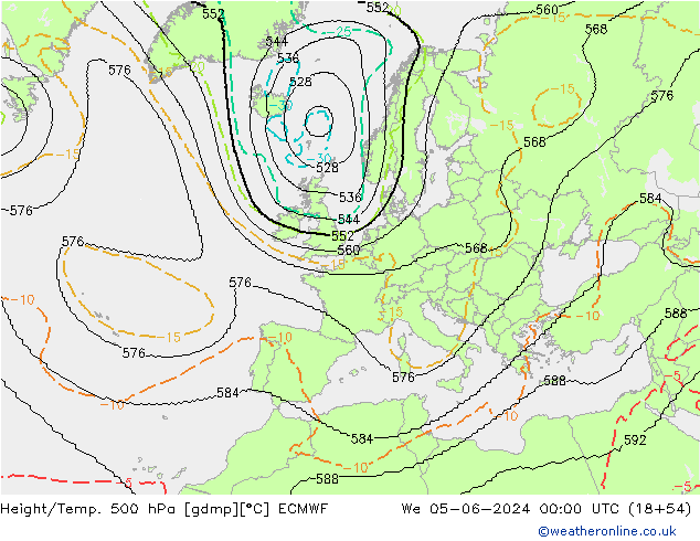 Height/Temp. 500 гПа ECMWF ср 05.06.2024 00 UTC