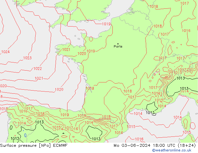 ciśnienie ECMWF pon. 03.06.2024 18 UTC