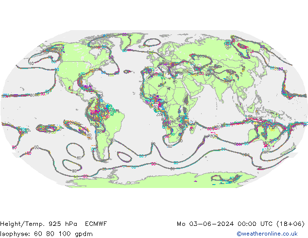 Height/Temp. 925 hPa ECMWF Mo 03.06.2024 00 UTC
