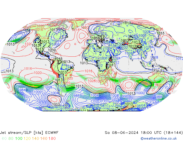 Jet Akımları/SLP ECMWF Cts 08.06.2024 18 UTC