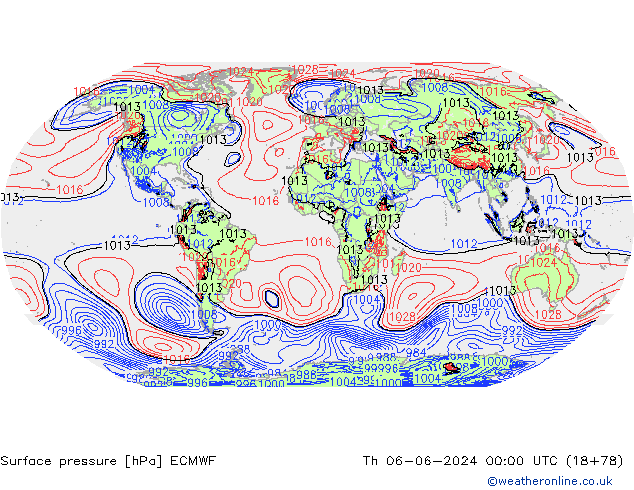 Surface pressure ECMWF Th 06.06.2024 00 UTC