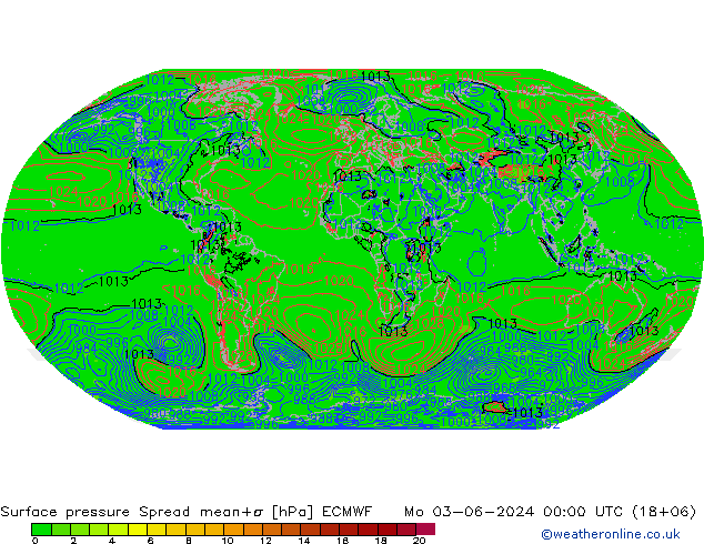 Yer basıncı Spread ECMWF Pzt 03.06.2024 00 UTC
