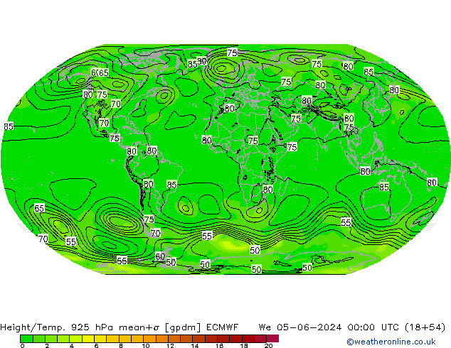 Height/Temp. 925 гПа ECMWF ср 05.06.2024 00 UTC