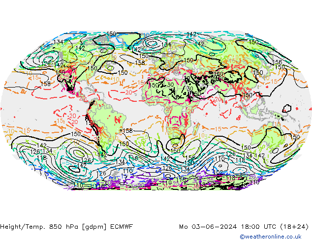 Height/Temp. 850 hPa ECMWF Seg 03.06.2024 18 UTC