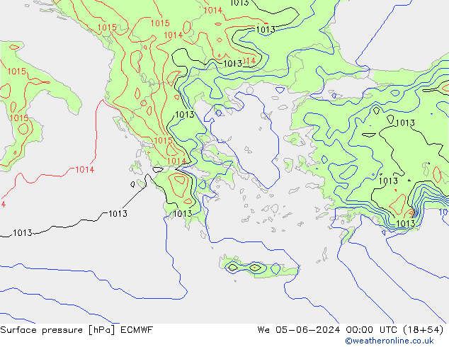 pressão do solo ECMWF Qua 05.06.2024 00 UTC