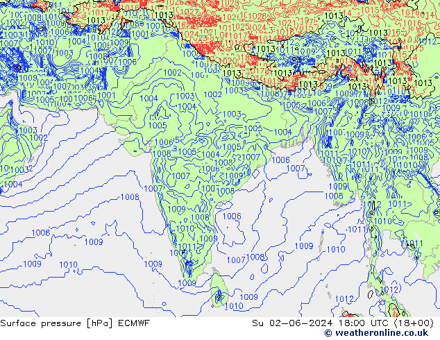 Surface pressure ECMWF Su 02.06.2024 18 UTC