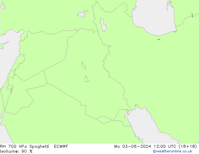 RH 700 hPa Spaghetti ECMWF Po 03.06.2024 12 UTC