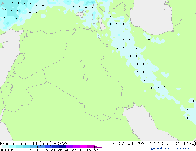 Precipitation (6h) ECMWF Fr 07.06.2024 18 UTC